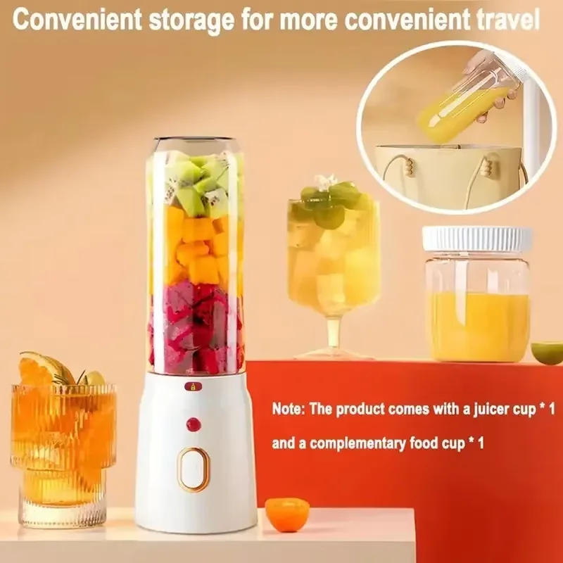 450ML Portable Electric Blender 40W USB Rechargeable Cordless Juicer Powerful Juicing Cup For Smoothies, Milkshakes And Juices