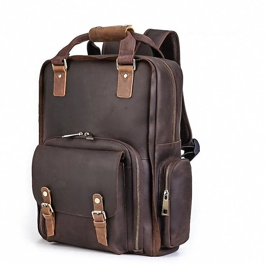Leather Backpack Camera Bag with Tripod Holder Vin...