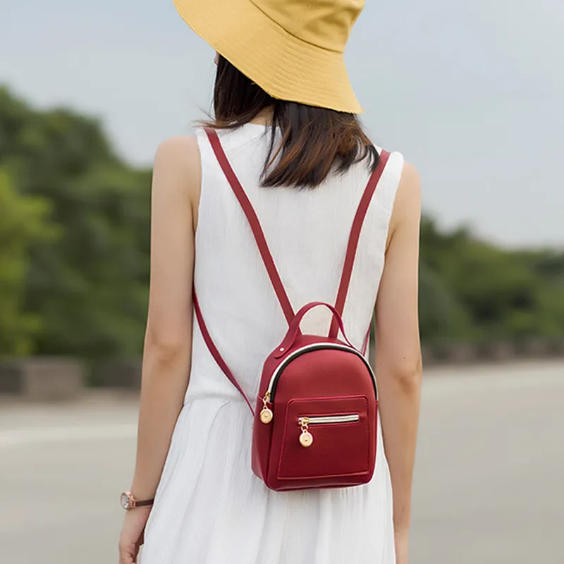 School Bags Women Mini Backpack PU Leather Shoulde...