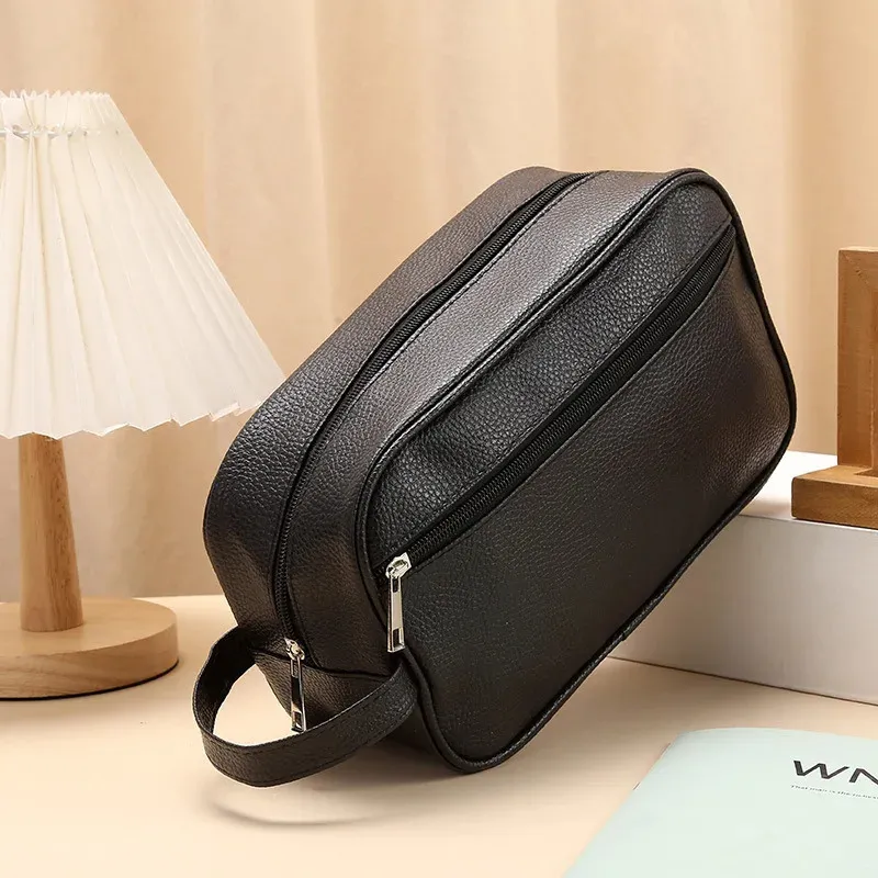 Travel Makeup Bag PU Leather Toilet Bag Cosmetics Storage Bag Large Capacity