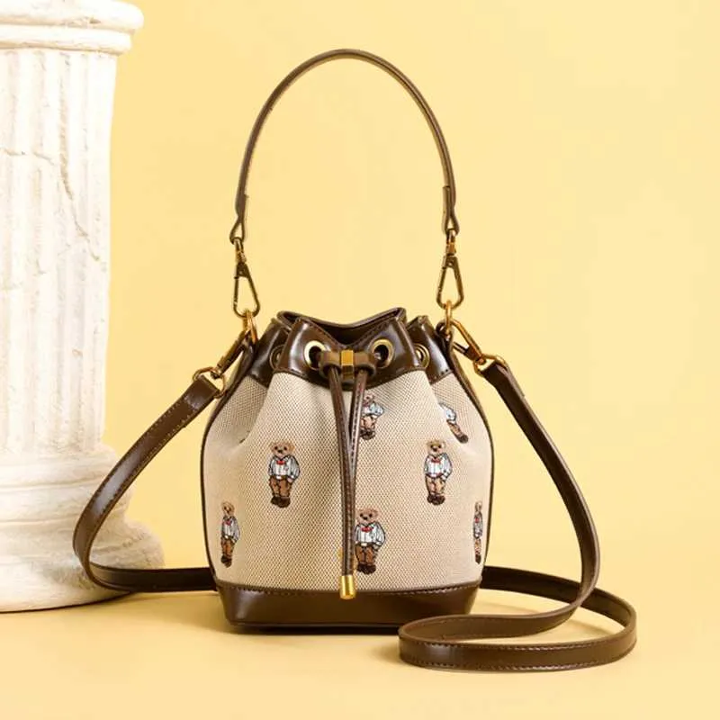 Bag Fashionable Women Bucket Bag Embroidery Fashionable Ten Font Suitable For Fashionable Couples