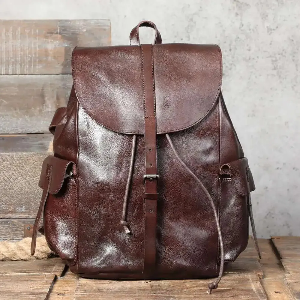 Genuine Leather Laptop Backpack Premium Cowhide Bu...