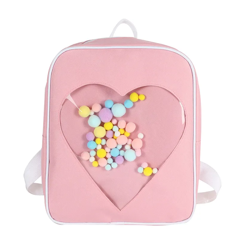 Cute Backpack Girls Transparent Heart Anime Lolita...