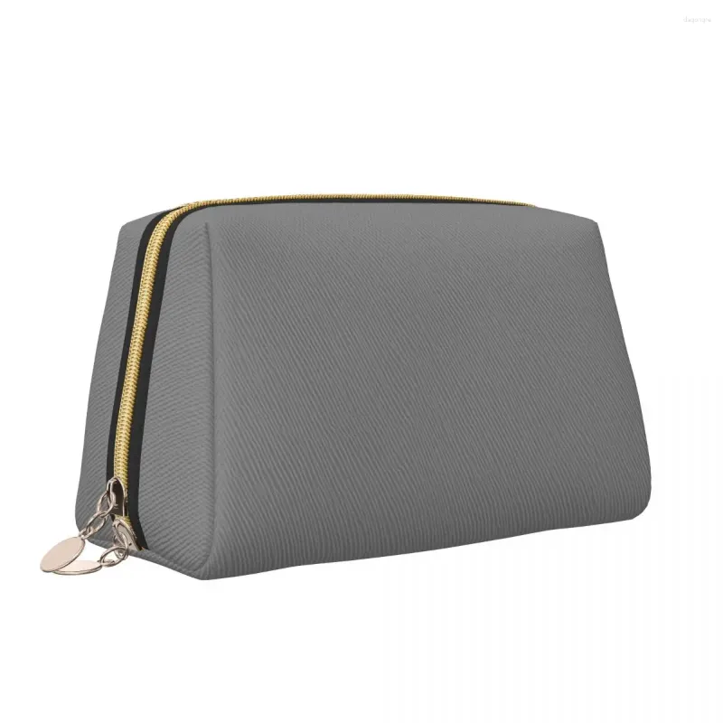 Cosmetic Bags Leather Makeup Bag Toiletry Pouch Brushes Storage Capacity Travel Metal Zipper For Women