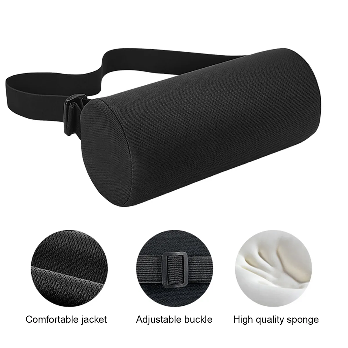 Office Chair Adjustable Lumbar Support Pillow Breathable Washable Back Cushion