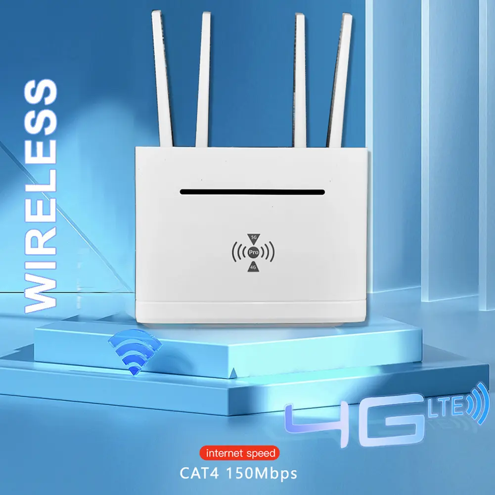 4G LTE Wi-Fi Router, 300Mbps Speed, 4 External Antennas, 4G SIM Card Wi-Fi Router