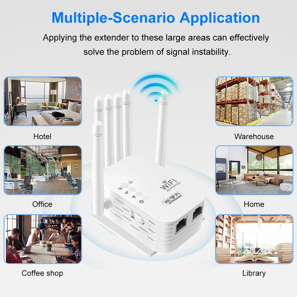 1200Mbps Wireless Wi-Fi Repeater, Dual Band 2.4G/5G Signal Extender, Wi-Fi Amplifier, Router for Long Range Boost