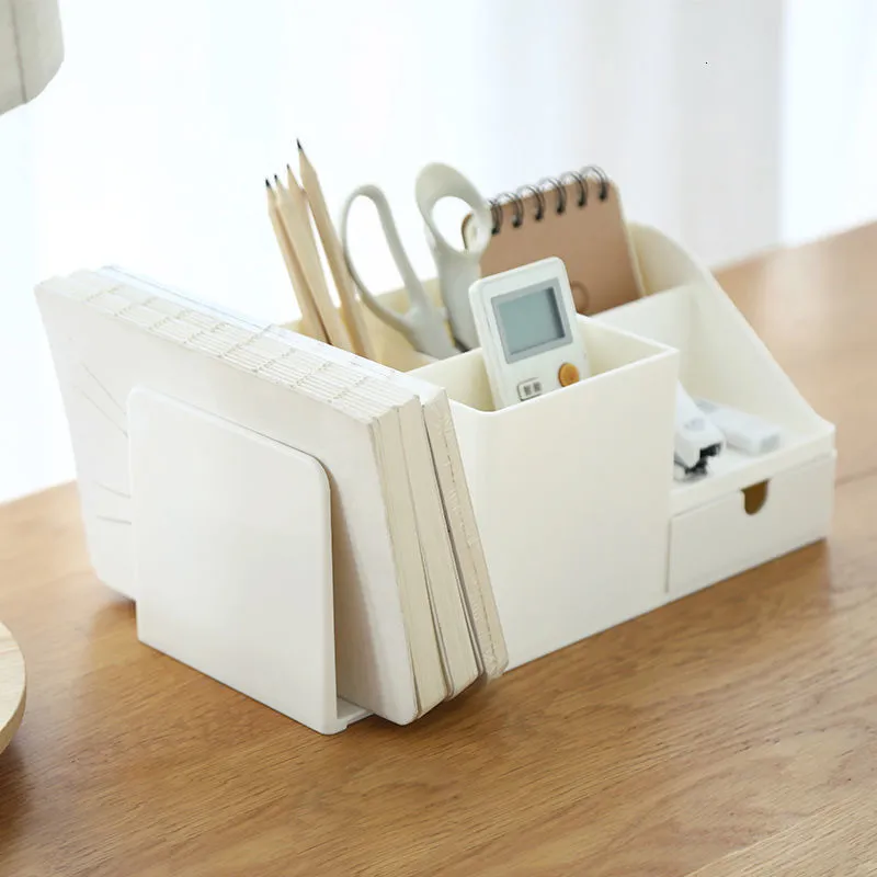 Pencil Box Large Capacity Desk Pen Holder With Drawer Bookshelf Storage Box Desktop Storage Box Office