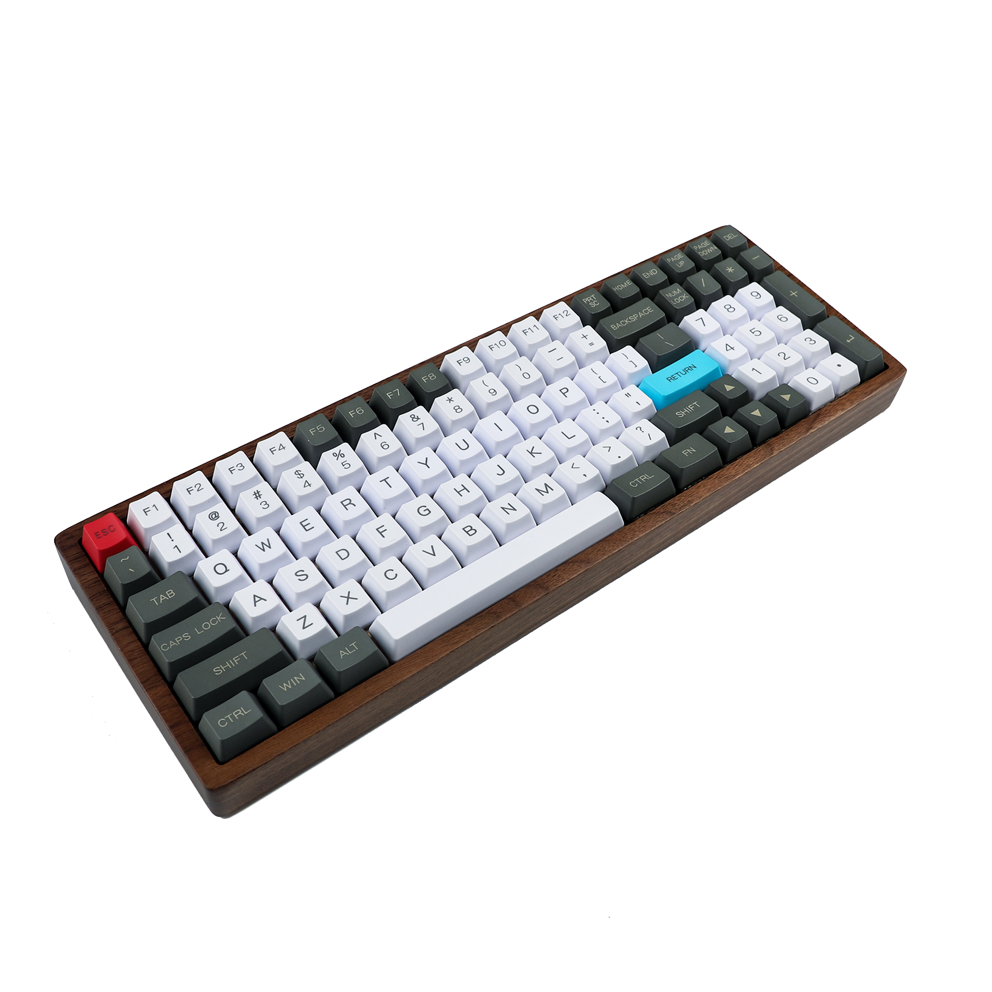 Wooden Hotswap Keyboard with RGB Underglow, Beech Walnut Plate Design