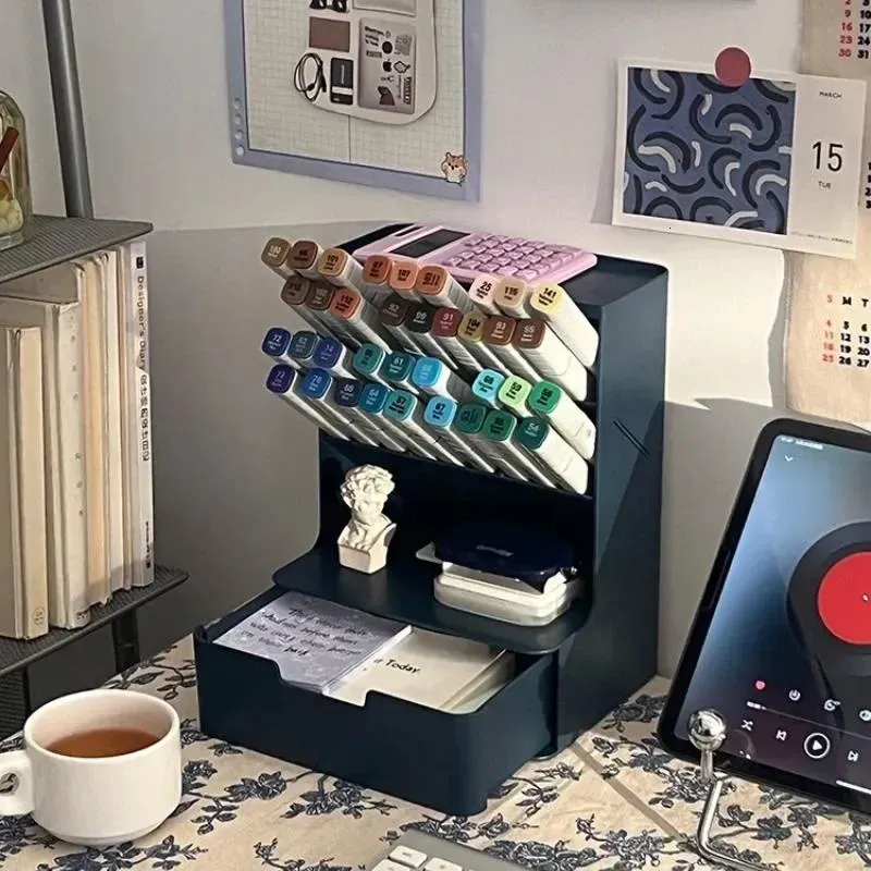 Multifunctional Oblique Pen Holder Office Desktop Storage Box Pen Barrel Storage Box Desk Supplies