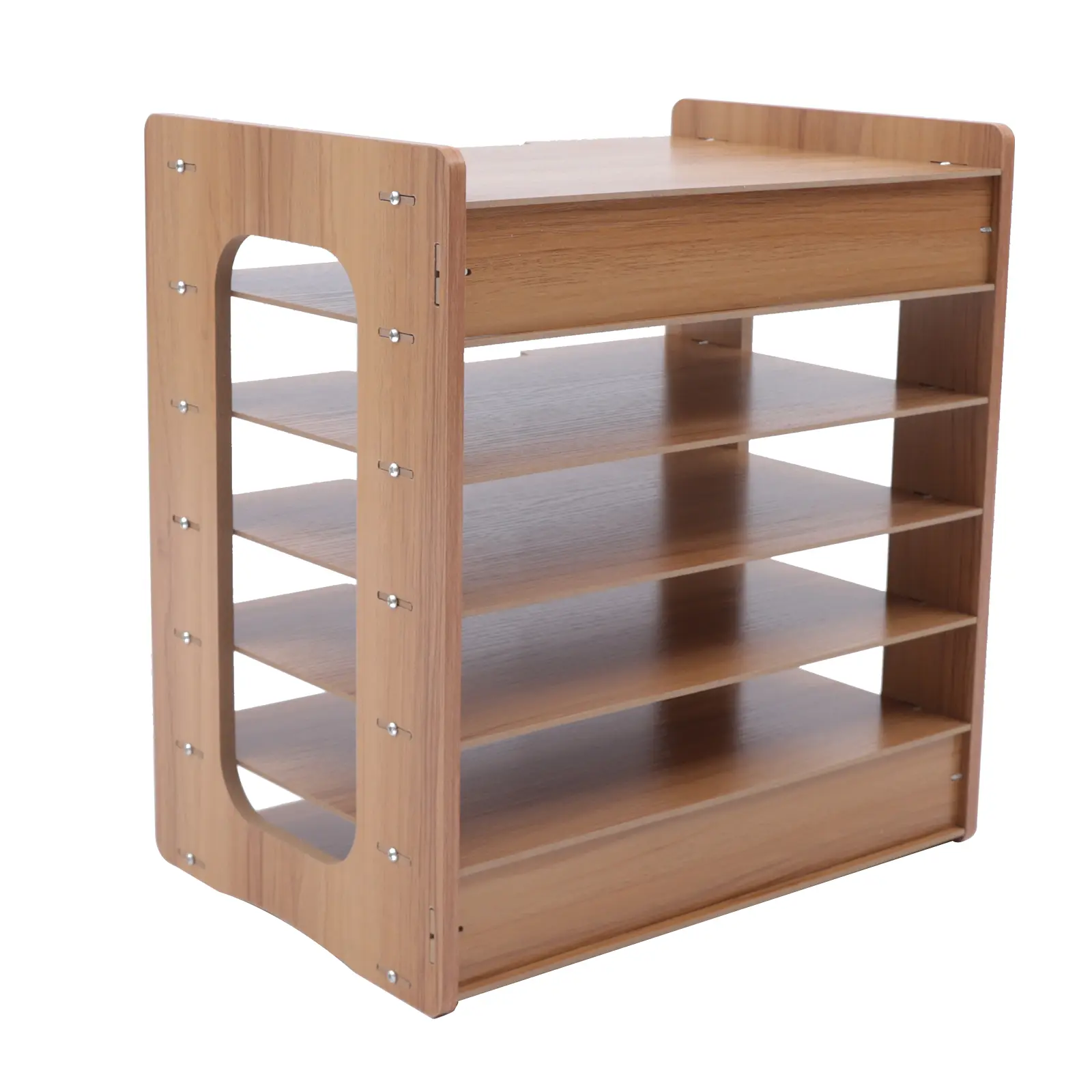 Office File Organizer, Interlayer Wooden Desktop File Rack Office Magazine Storage Rack