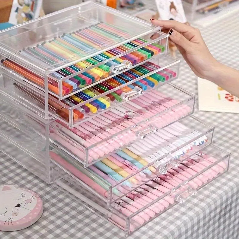 Acrylic Drawer-Style Transparent Office Storage Box Suitable For Desk Pen Holder
