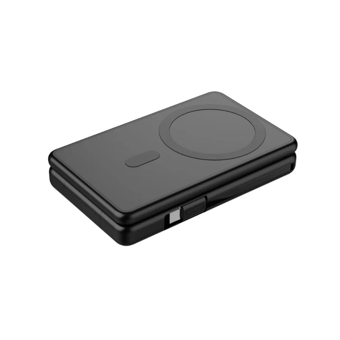 3-in-1 Magnetic Wireless Charging Station, Foldable Power Bank with Built-in Cable for Portable Charging