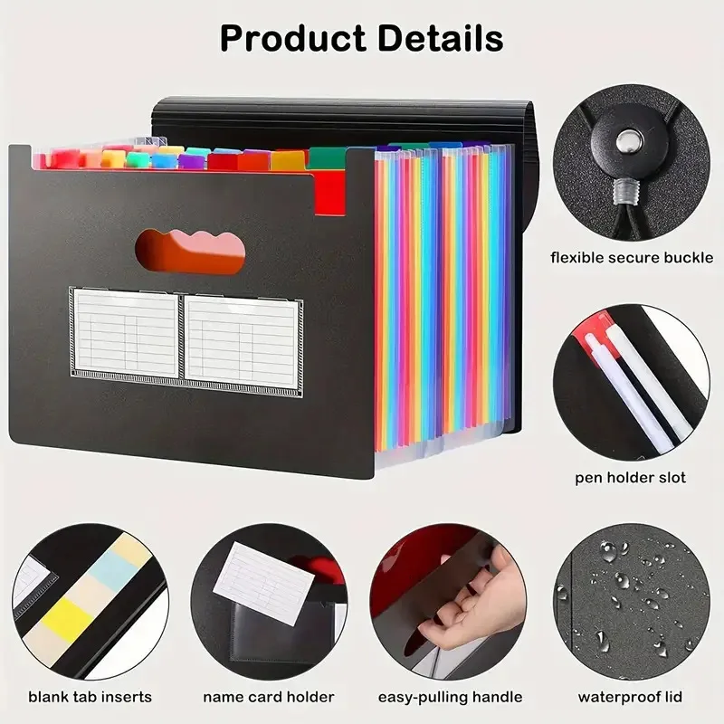25 Pocket Expandable File Folder Organizer Plastic...