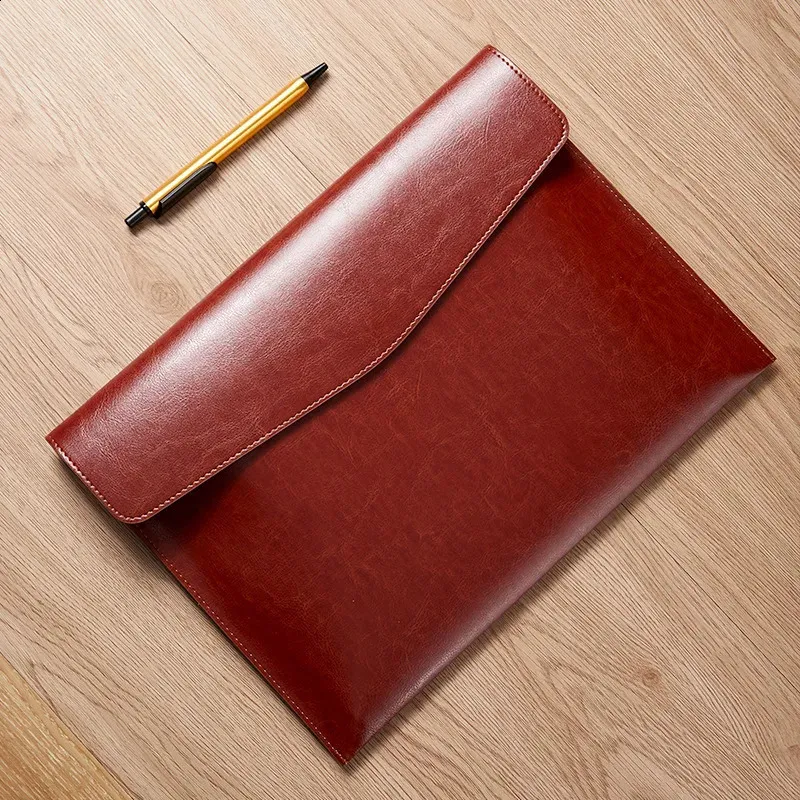 A4 PU Leather Briefcase Folder Snap Button Documen...