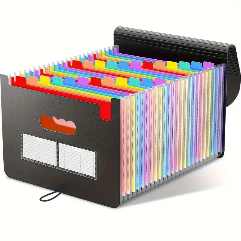 25 Pocket Expandable File Folder Organizer Plastic Filing Box Multi-Purpose Document Holder for Office or School