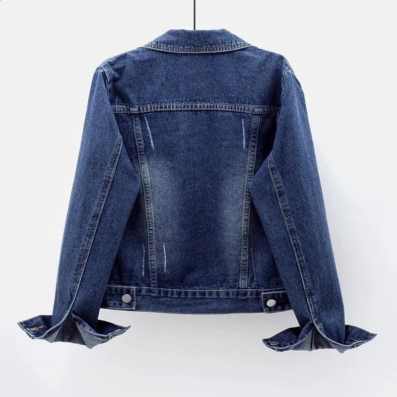 Women's Spring Autumn Denim Jacket - Loose Basic Overcoat Button Down Streetwear Casual Long Sleeve Jeans Coat