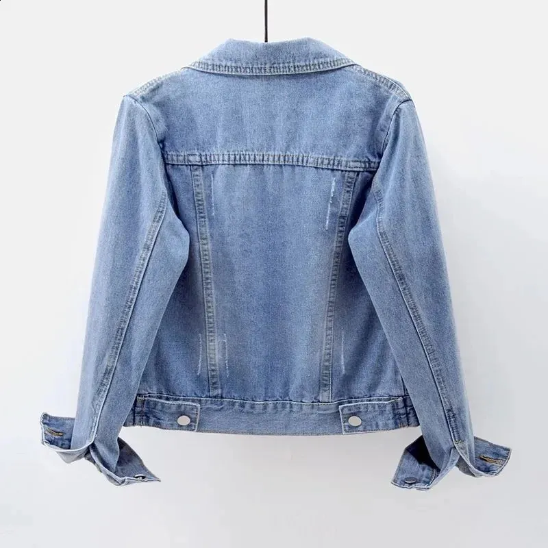 Women's Spring Autumn Denim Jacket - Loose Basic Overcoat Button Down Streetwear Casual Long Sleeve Jeans Coat