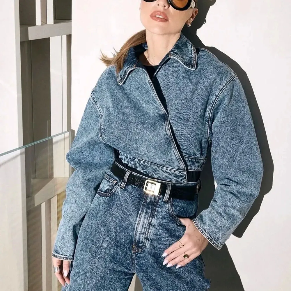 Women's Vintage Denim Jacket - Washed Summer Casual Hundred Fashion Tops
