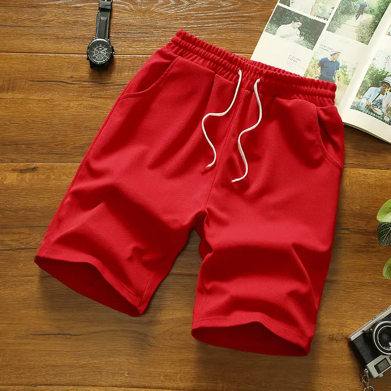 Men’s Casual Solid Color Drawstring Shorts Sport...