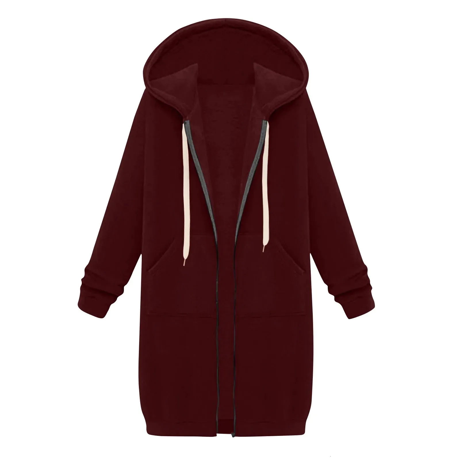 Women's Casual Zip Up Hoodie Tunic Jacket Long Hoo...