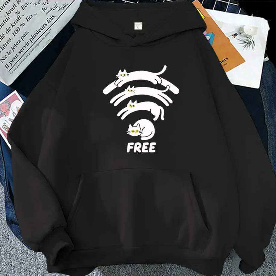 Women’s Hoodie With Funny Cat Print Urban Street...