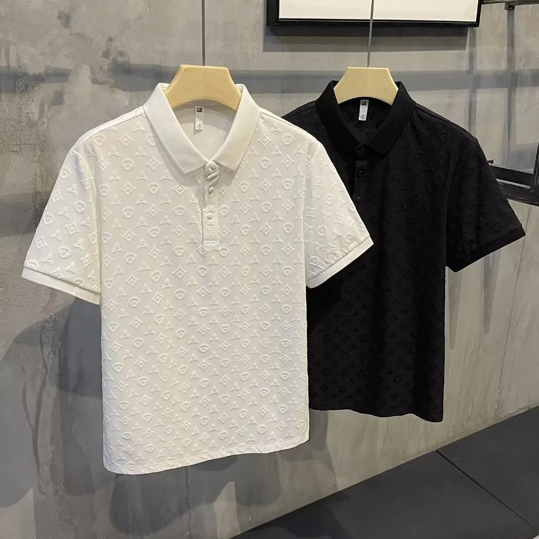 Men's Polo Handsome And Stylish Jacquard Polo Shirt For Men Summer Korean-Style Trendy Lapel Short-Sleeved T-Shirt