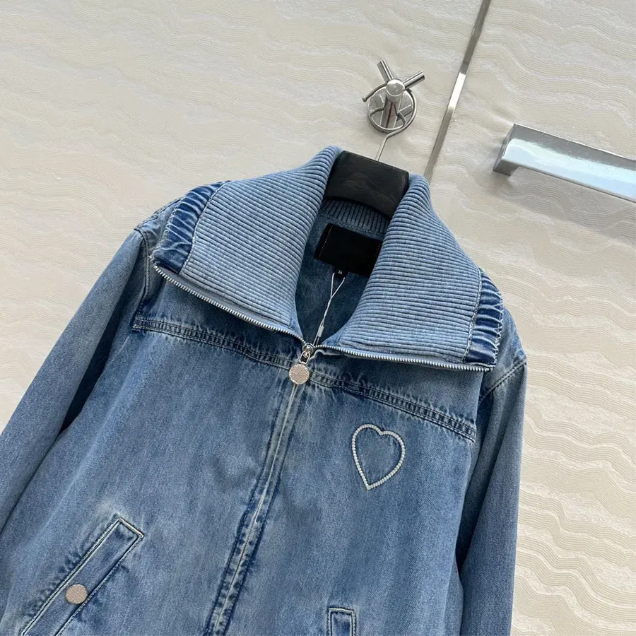 Women's Casual Denim Cowboy Jacket Letter Print Comfortable Shirt Coat