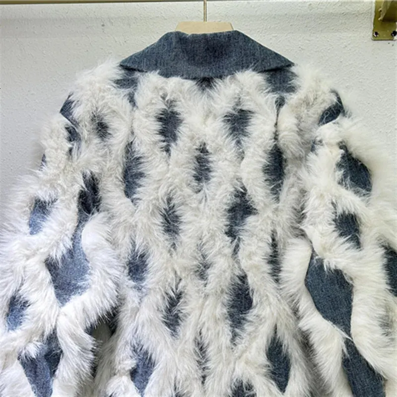 Women's Winter Denim Jacket - Casual Cotton Lined Faux Fur Spliced Long Sleeve Warm Streetwear Outerwear