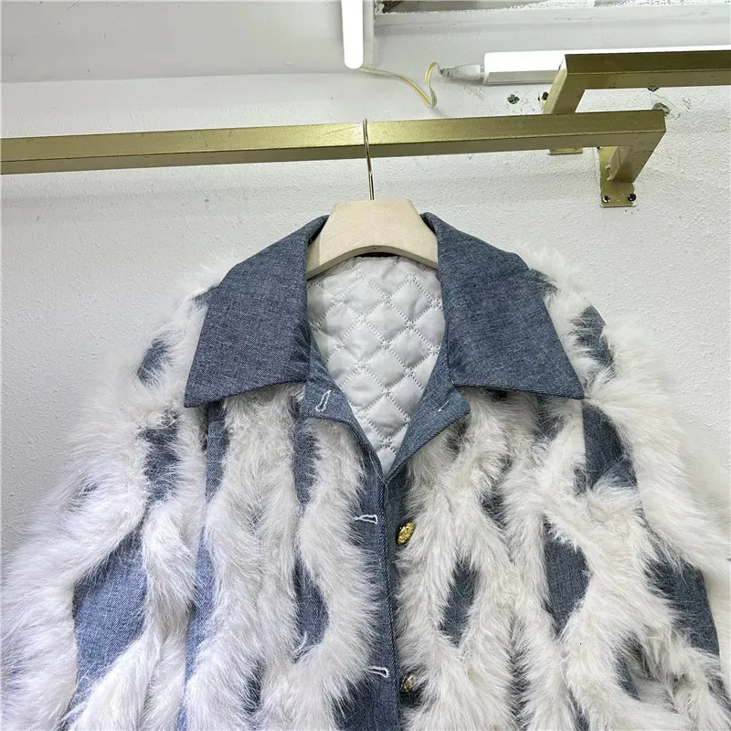 Women's Winter Denim Jacket - Casual Cotton Lined Faux Fur Spliced Long Sleeve Warm Streetwear Outerwear