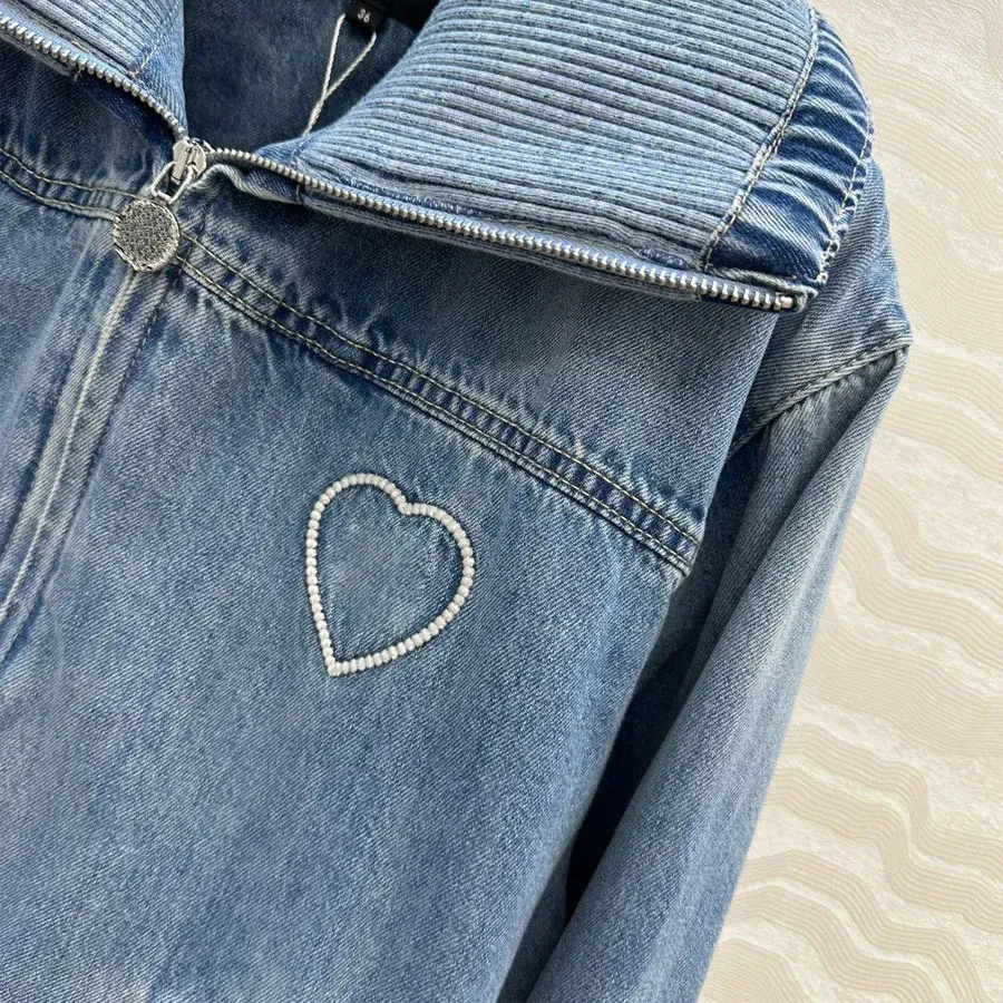 Women's Casual Denim Cowboy Jacket Letter Print Comfortable Shirt Coat