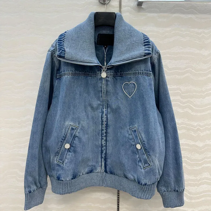 Women's Casual Denim Cowboy Jacket Letter Print Co...