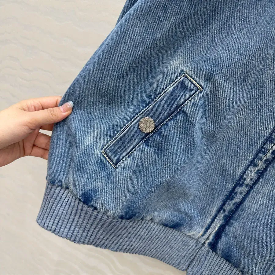 Women's Casual Denim Cowboy Jacket Letter Print Comfortable Shirt Coat