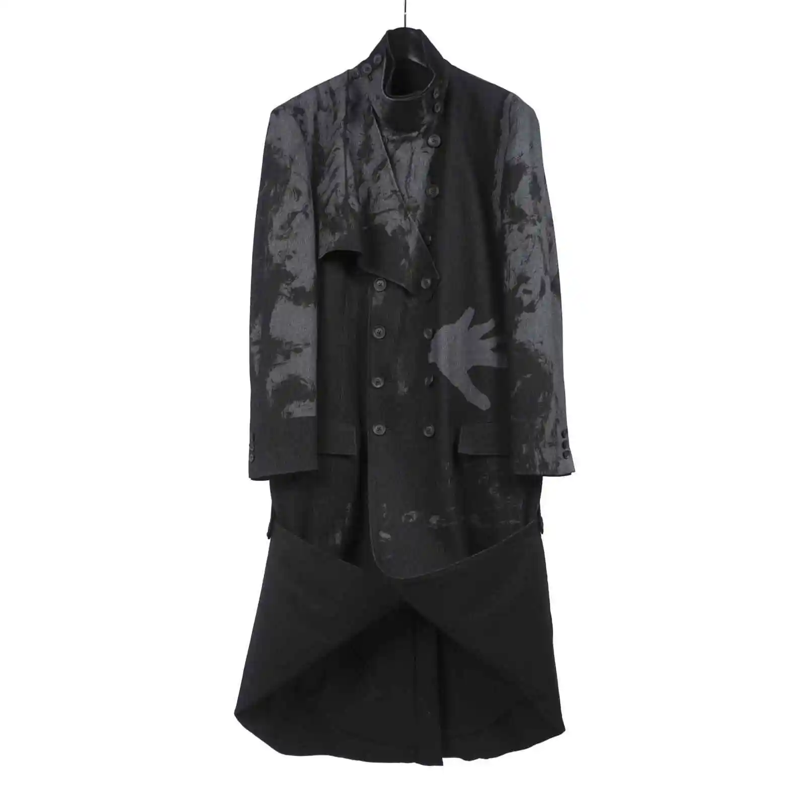 Men's Wool Dyed Printed Jacket, Mid-Length, Thicke...
