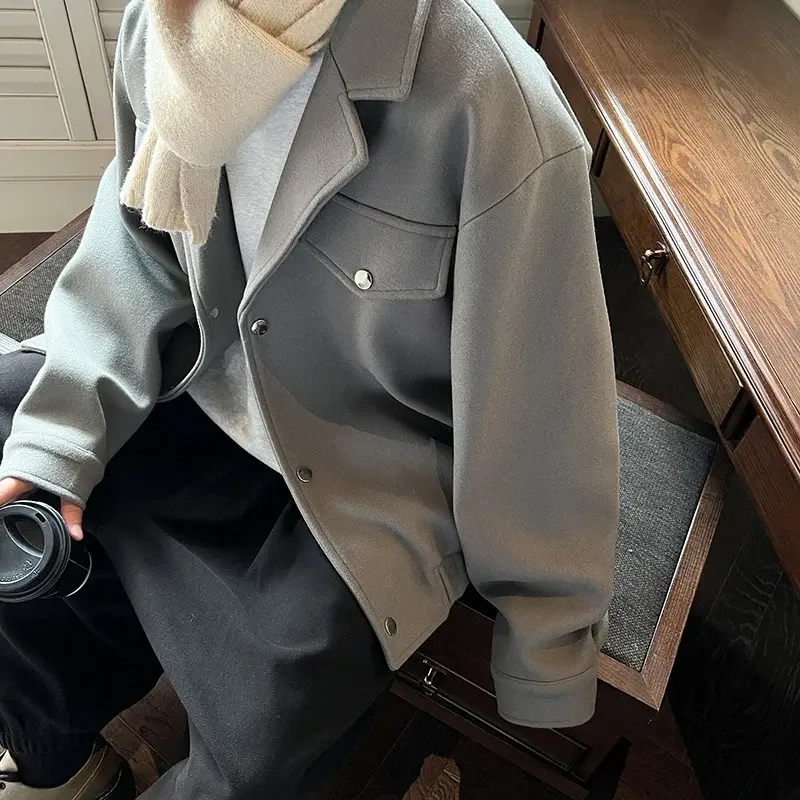 Thickened Woolen Coat For Men, Warm, Fashionable A...
