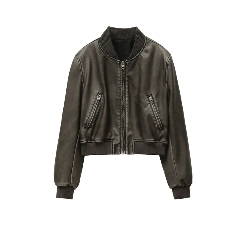 Women's Vintage Leather Bomber Jacket Coat Top Women's Style