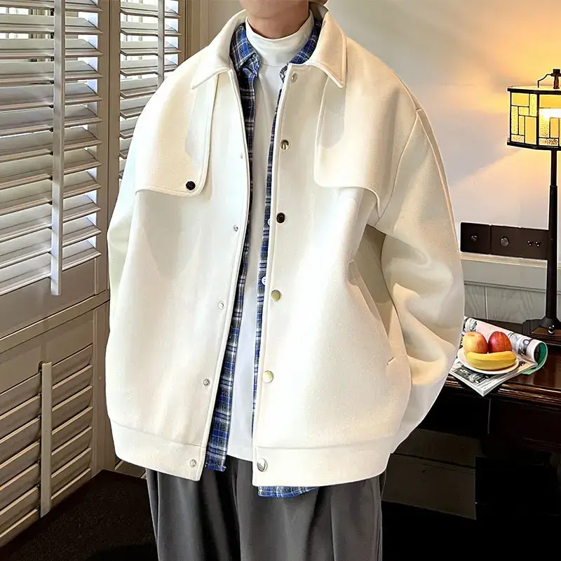 Men's Winter Short Woolen Coat Korean Style Trendy...