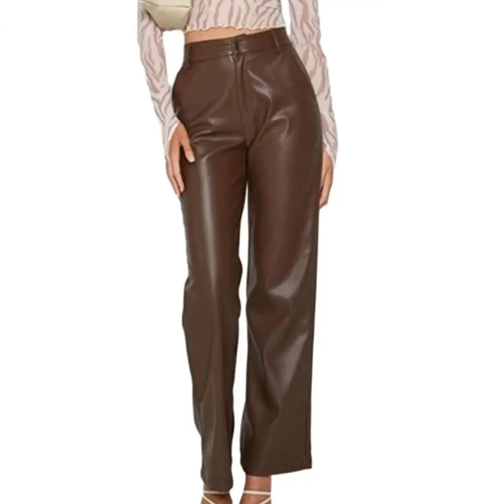 Women’s Leather Pants - High Waist Winter Casual Trousers