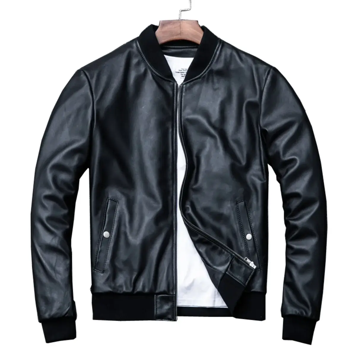 Sheepskin Jacket Leather Jacket Top Layer 100% Leather Clothes Men's Stand Collar Motorcycle Clothes Autumn Winter
