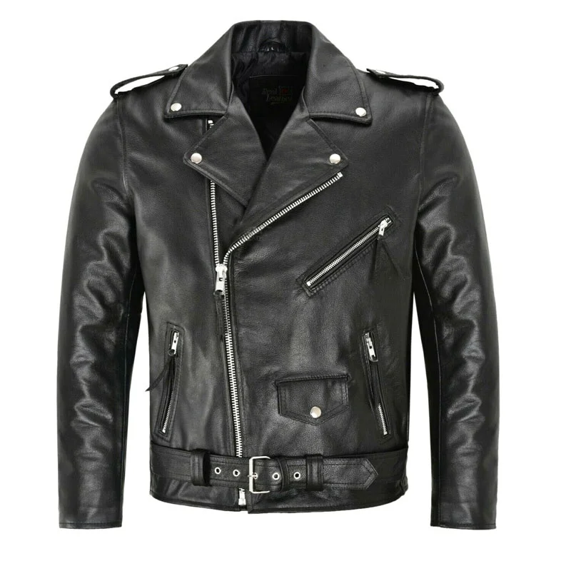 Men PU Leather Jacket Fashion Slim Fit Leather Coat