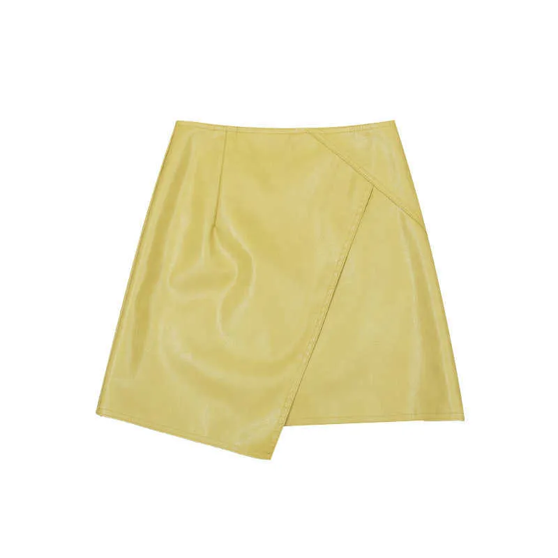 Women Irregular Wrap PU Leather Skirts High Waist Sheath Sexy Mini Female