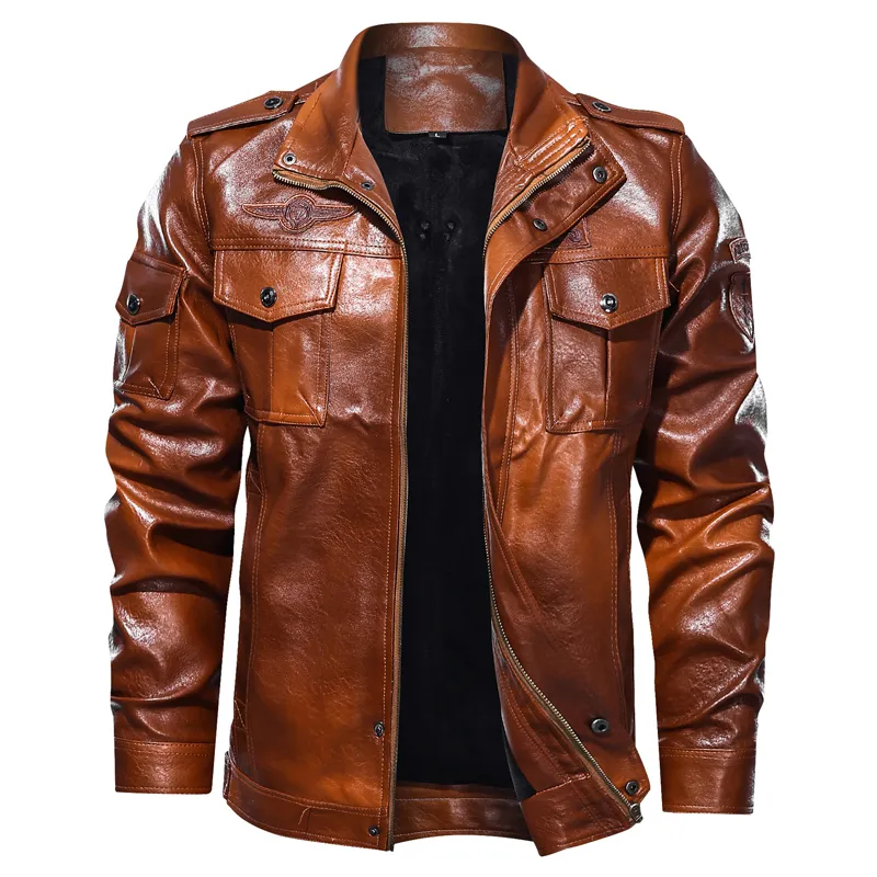 Fashion Men's Leather Jacket Vintage Style Outwear Coat Men Autumn Winter Motorcycle Jacket Casual Overcoat