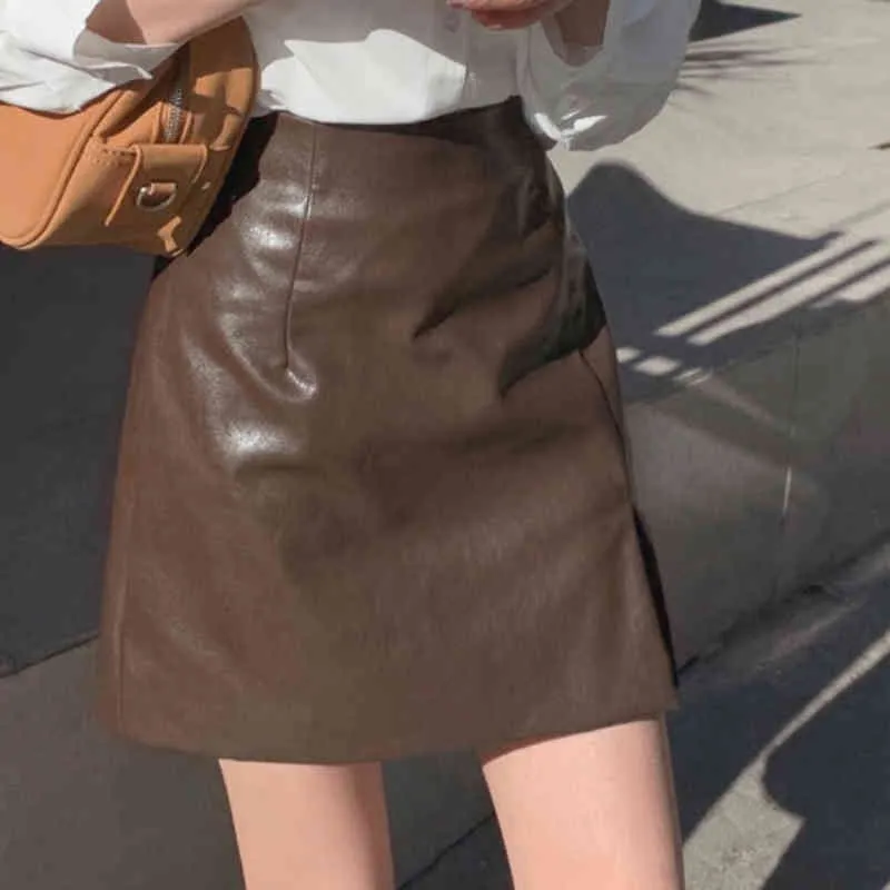 Sexy Split PU Leather Skirts Women Summer New High Waist Skirt Fashion
