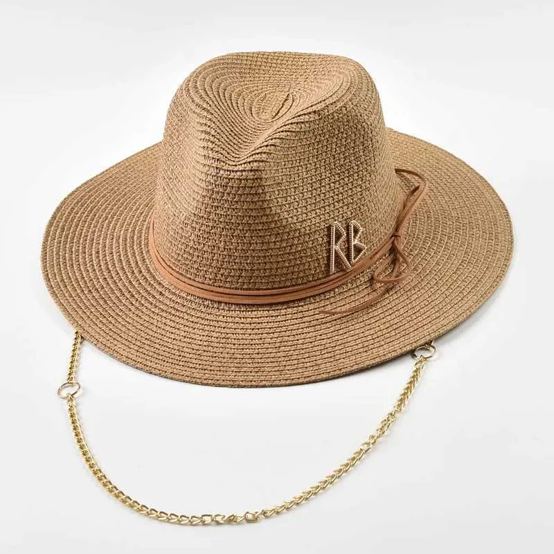 Fashionable Letter Straw Hats for Women Men Summer...