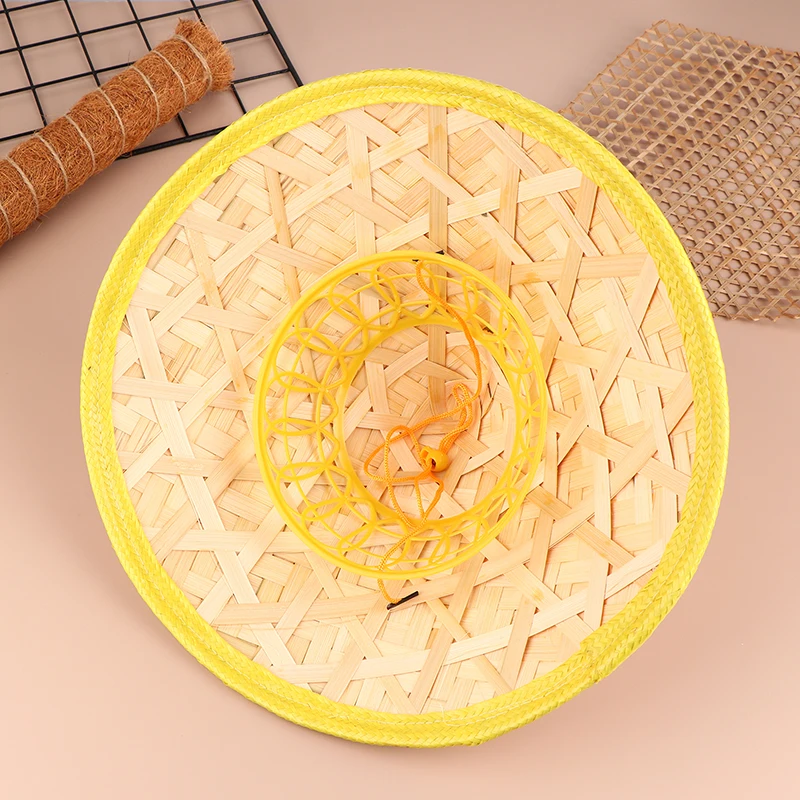 Retro Bamboo Rattan Fisherman Hat Handmade Weave Straw Bucket Hat Tourism Rain Dance Props Cone Fishing Sunshade Hat