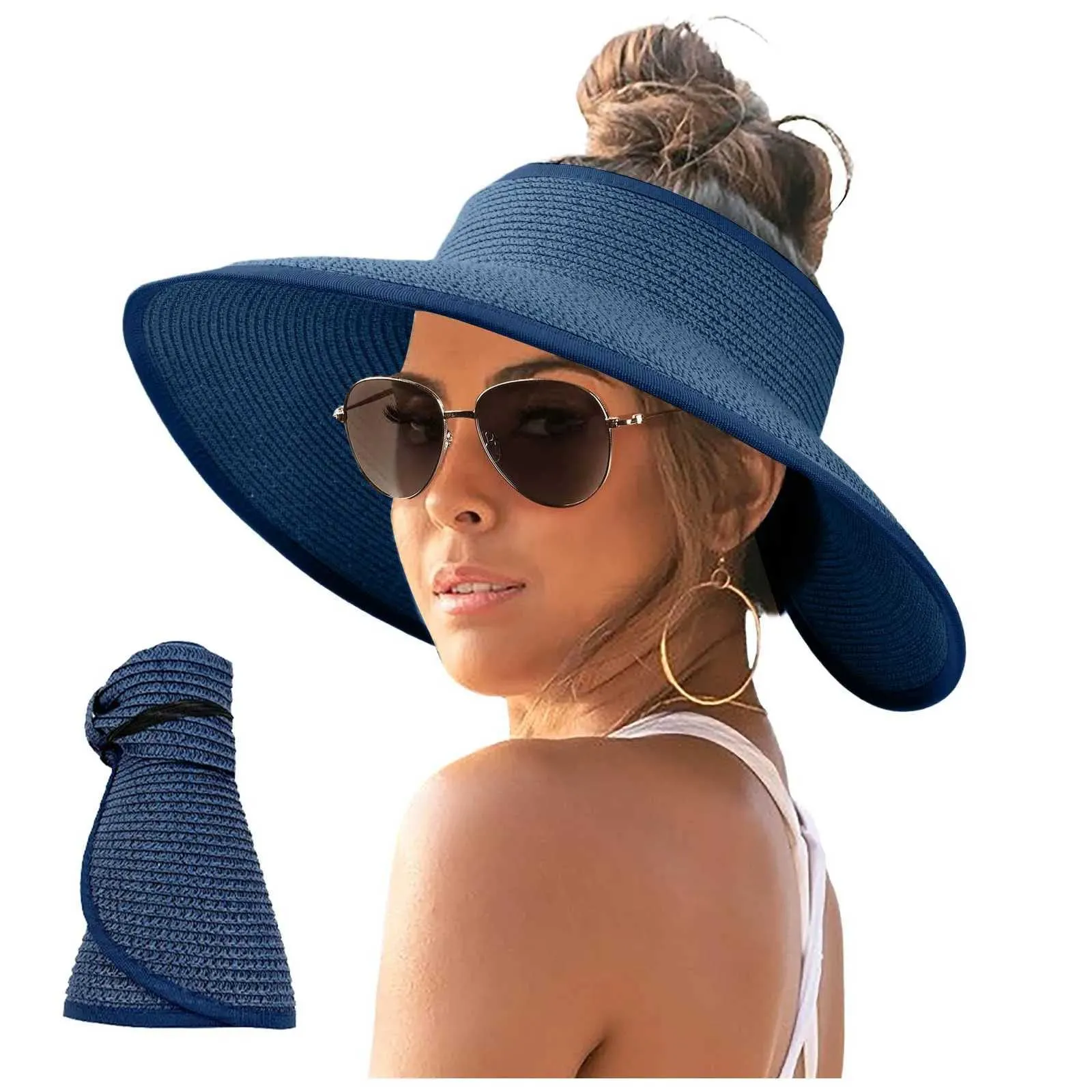 Women's Swim Hat Women Sunshade Hat Edition Women Big Sunscreen Sun Hat No Top Foldable Hat