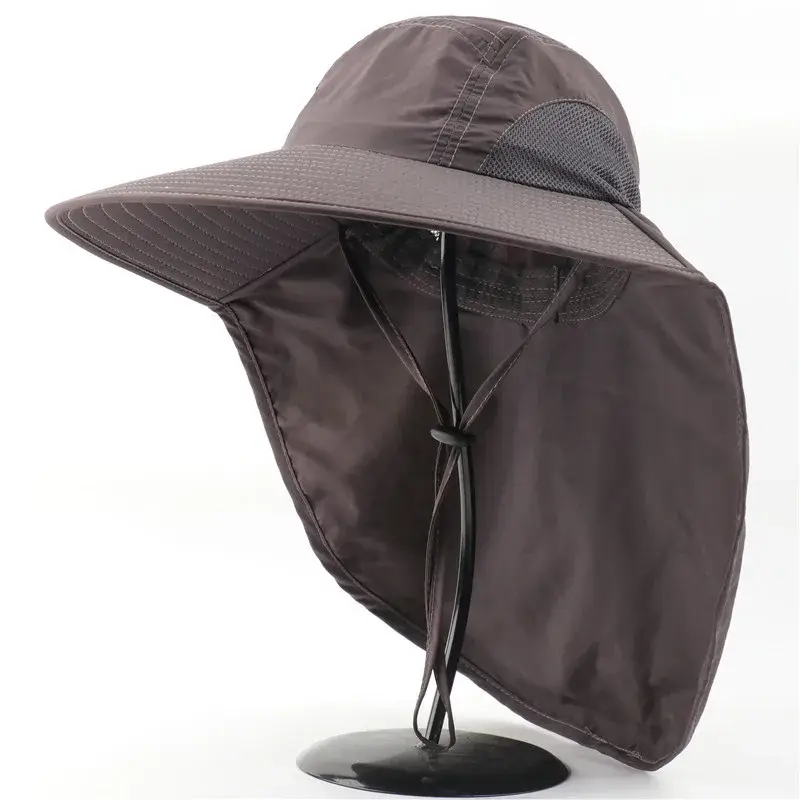 Outdoor Fisherman Hat Wide Brim Bucket Hat with Neck Cover Summer Breathable  Sun Protection Visor Anti UV Cap
