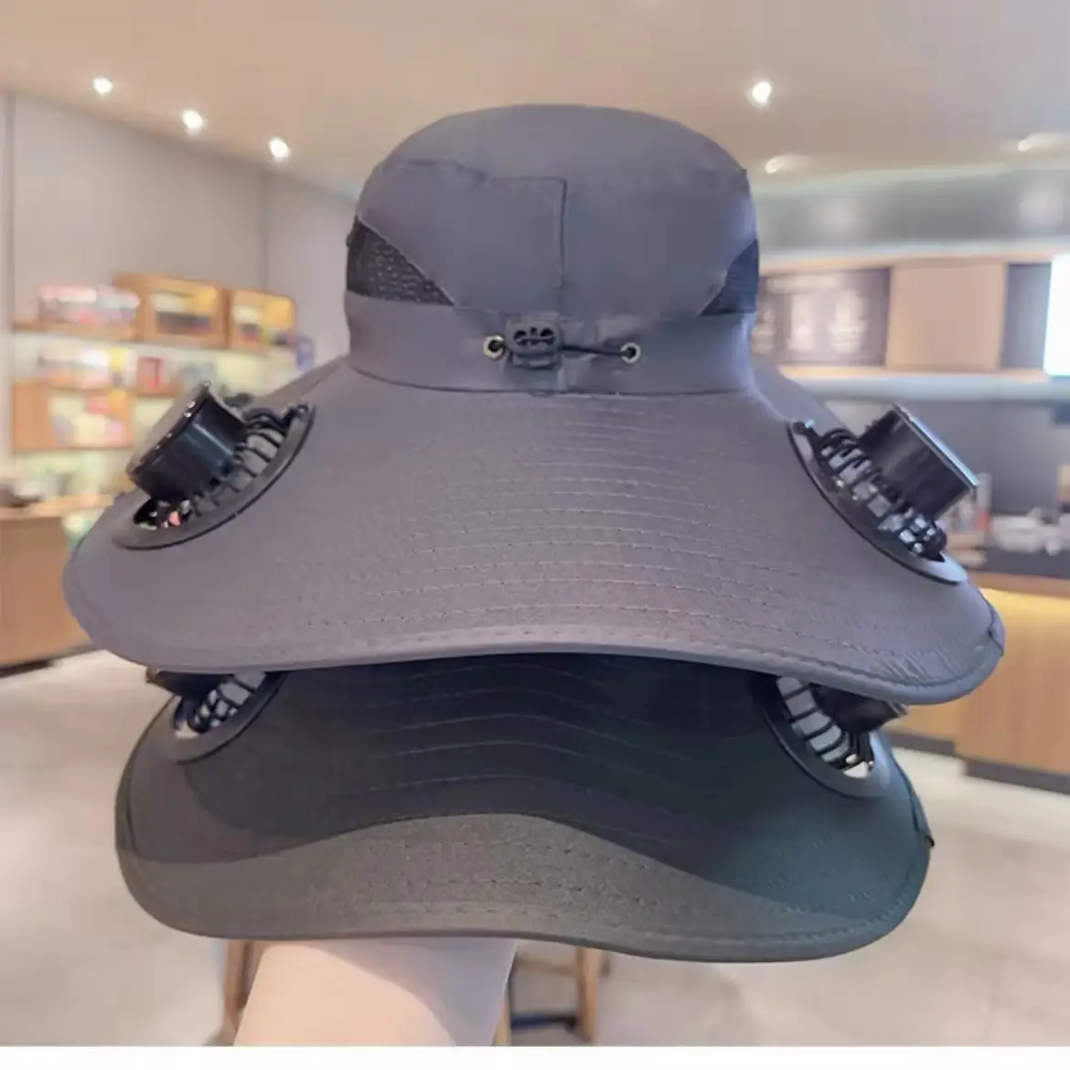 Wide Brim Solar Fan Hat Big Brim Sun Protection Fisherman Hat With Dual Fan Solar Powered Fan Outdoor Beach Hat