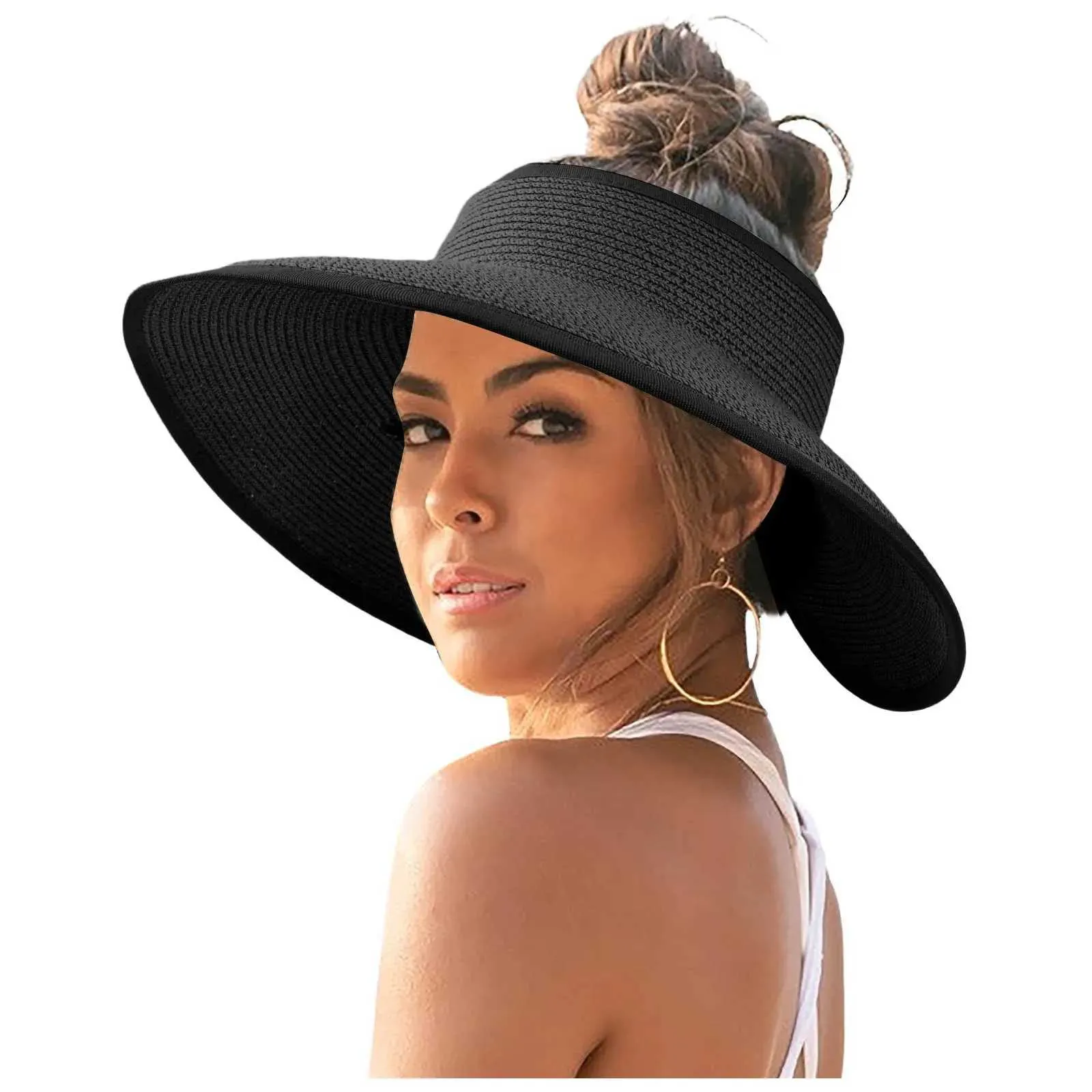 Women's Swim Hat Women Sunshade Hat Edition Women Big Sunscreen Sun Hat No Top Foldable Hat
