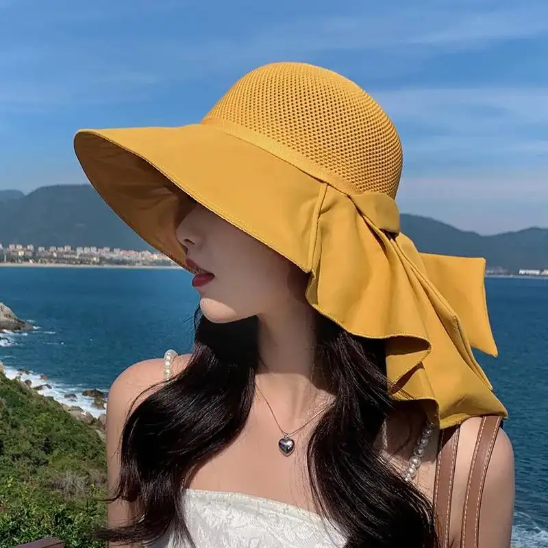 Breathable Women's Sun Hat with Wide Brim, UV Protection, Open-Top Peaked Visor for Ponytails Summer Hats for Women